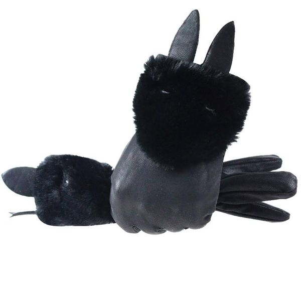 

five fingers gloves women winter thermal women' decoration non-slip cuffs soft lining 9.5, Blue;gray