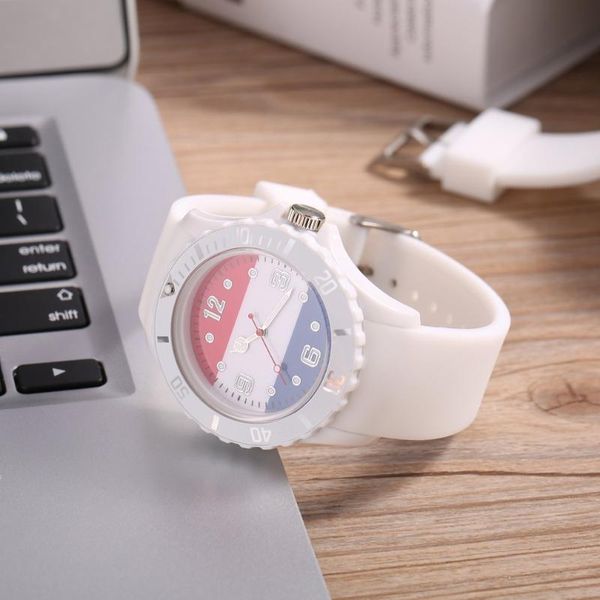 

wristwatches countries flag watch world football match national dial wrist watches with letters printed silicone band, Slivery;brown