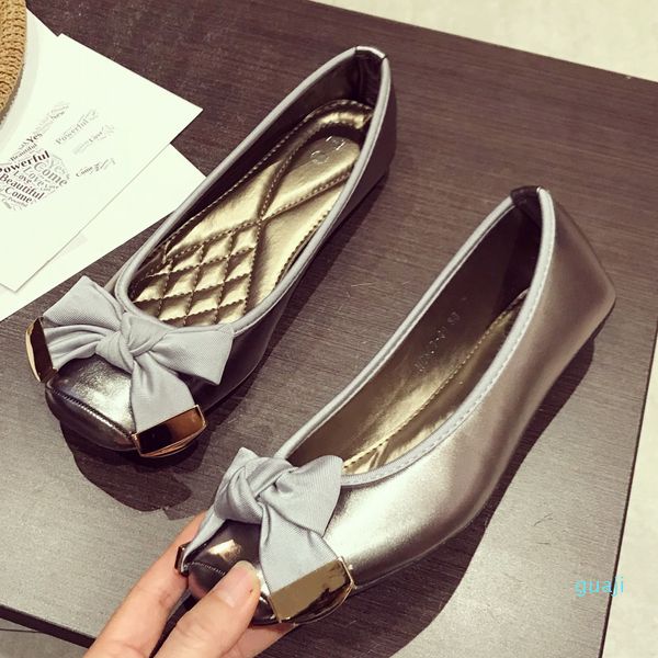 

fasion women ballet flats shoes spring autumn print square toe bowtie slip-on shallow comfortable flat heel casual loafers, Black