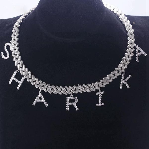 

chains english alphabet necklace full of zircons 210327-61, Silver