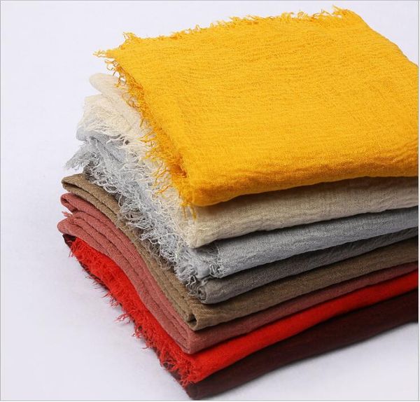 

ethnic clothing bubble cotton women's scarf wrinkled muslim hijab viscose fringe islam solid color turban headscarf wrap long shawl fou, Red