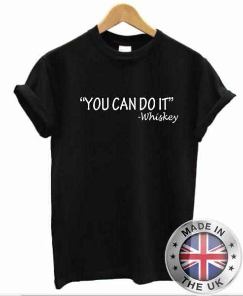 

Tu Peux Fais-Le Whiski T-Shirt pour Hommes Femmes Whiski Confort, White;black