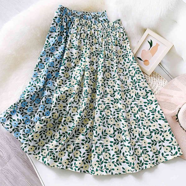 

Skirts Women Summer A-Line Cotton High Waist Floral Print Boho Long Femme Faldas Jupe Saia Elegant 8ZBD, Color 1