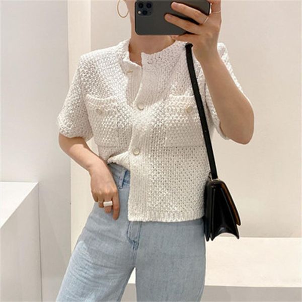 

white stylish sweet office women sweater lady brief chic elegance short sleeves cardigans sweaters, White;black