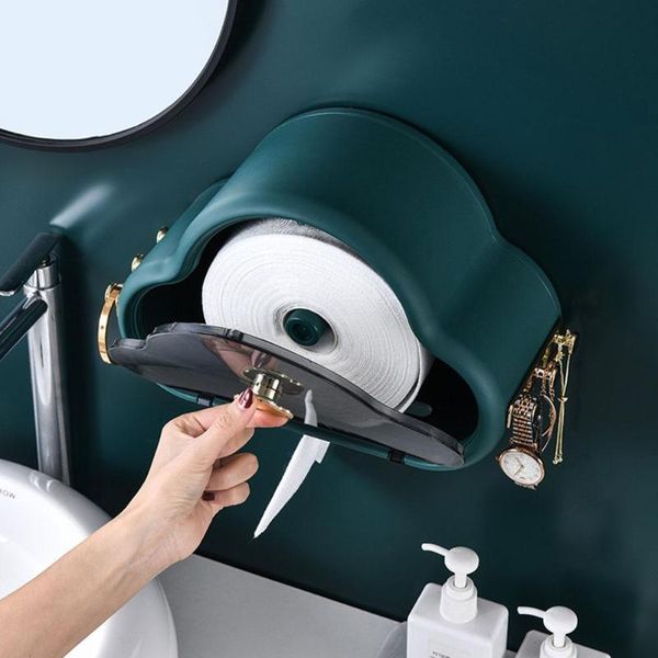

toilet paper holders holder rack waterproof wall-mounted box tissue bathroom roll storage organizer b4w7
