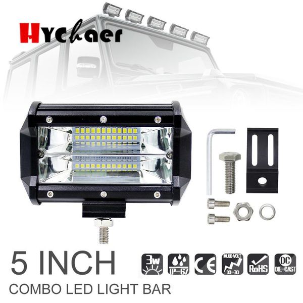 

car headlights 2pcs 72w led work light bar 12v 24v 5 inch super bright 24 spotlight lamaparas 7000k for offroad truck boat lighting