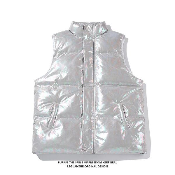 

men's vests winter thick vest men warmth fashion reflective down streetwear loose large size sleeveless jacket coat mens m-5xl, Black;white