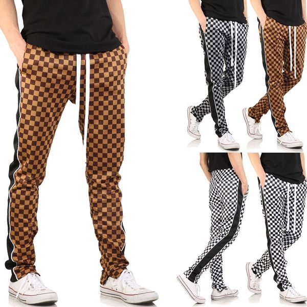 

fashion boutique pants men's loose print small square casual sports, Black