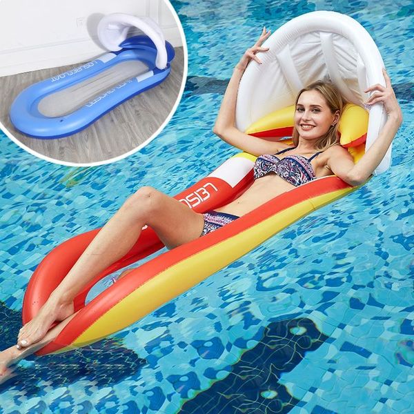 

inflatable shed sunshade floating bed pvc collapsible recliner outdoor water hammock swimming pool row floats & tubes