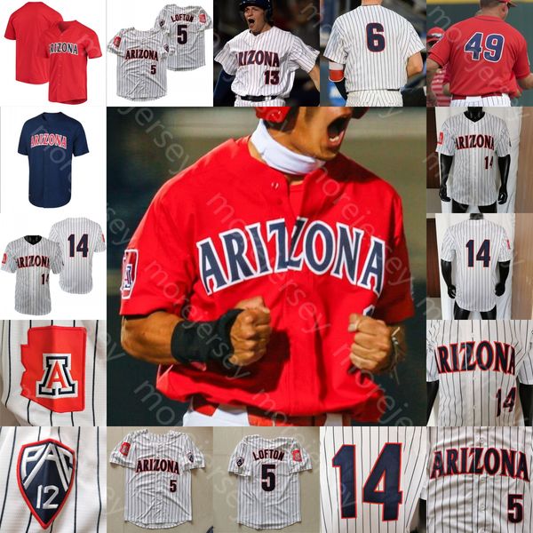 Custom NCAA College Arizona Wildcats Baseball Jersey TJ Nichols Anthony Susac Dawson Netz Cameron LaLiberte Splaine Garrett Irvin Trevor Long