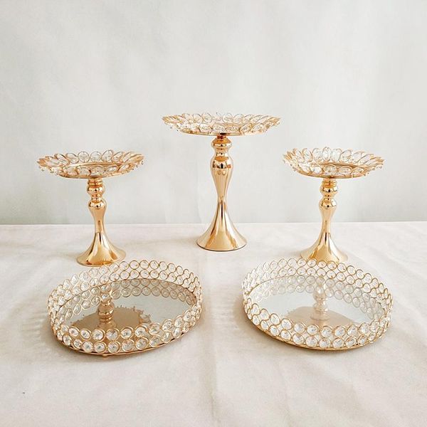 

5pcs/lot wedding cake stand set gold mirror metal cupcake beautiful tray other bakeware