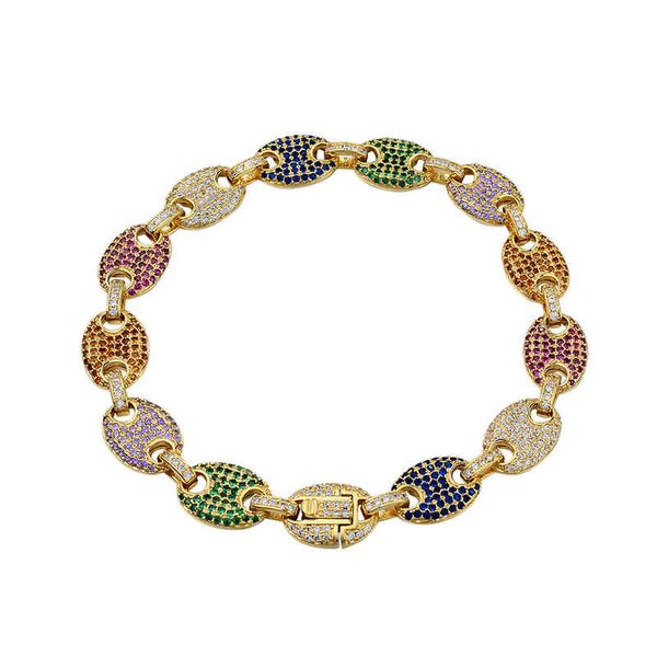 

men's 925 sier platinum cubic zircon cuban chain fashion trend hip hop bracelet, Golden;silver