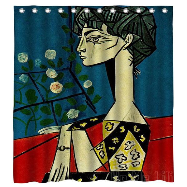 

shower curtains woman with flower curtain by ho me lili long neck geometric hairstyle elegant blooming roses and big eyes