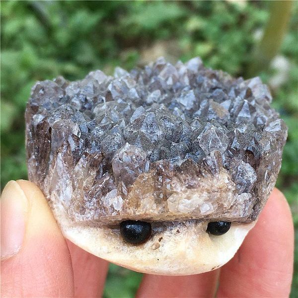 

natural quartz hand-carved hedgehog crystals healing stones clear cluster decorative objects & figurines