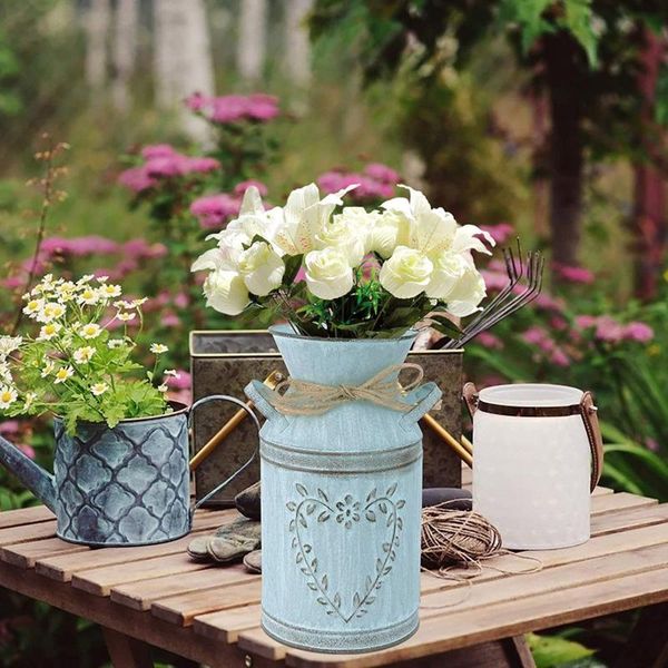 

vases heart-shaped galvanized sheet garden plating flower pot home decoration vase for 2021