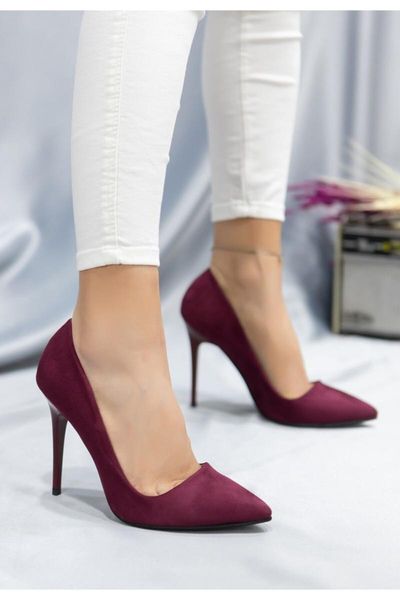 

reme burgundy suede stiletto shoes dress, Black