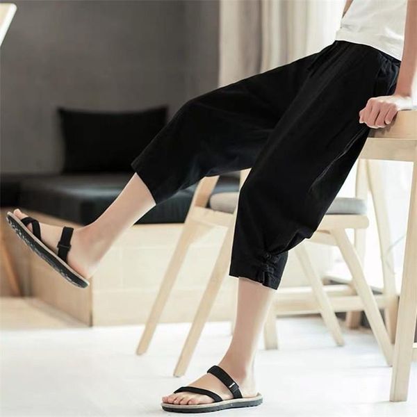 

men's pants plus size brand crotch harem loose large cotton linen trousers chinese flaxen baggy vintage 4xl 5xl 6xl, Black
