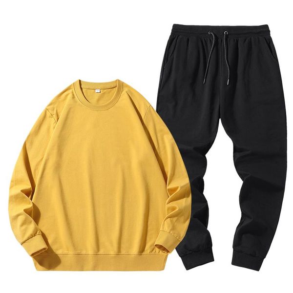 

men's tracksuits couple leisure mens round neck solid color sets women multi lovers pure cotton fashion 5xl2021, Gray