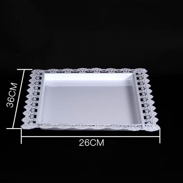 

other bakeware square rectangular cake tray lace edge white iron metal holder stand