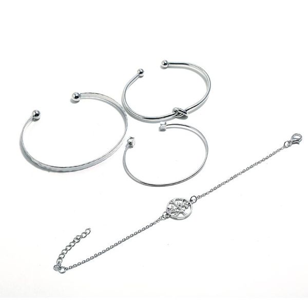 

charm bracelets 4pcs vintage silver tie knot bangles jewelry tree of life twist cuff open for women costume jewellery, Golden;silver