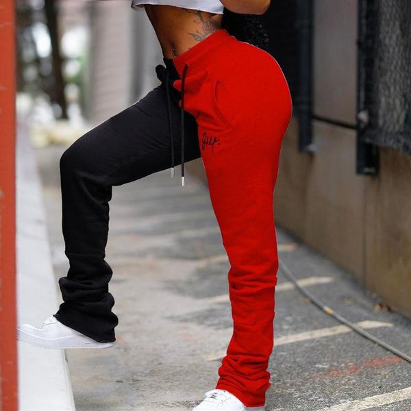

women's pants & capris contrast color baggy women jogger sweatpants casual patchwork high waist trousers fashion female hip hop streetw, Black;white