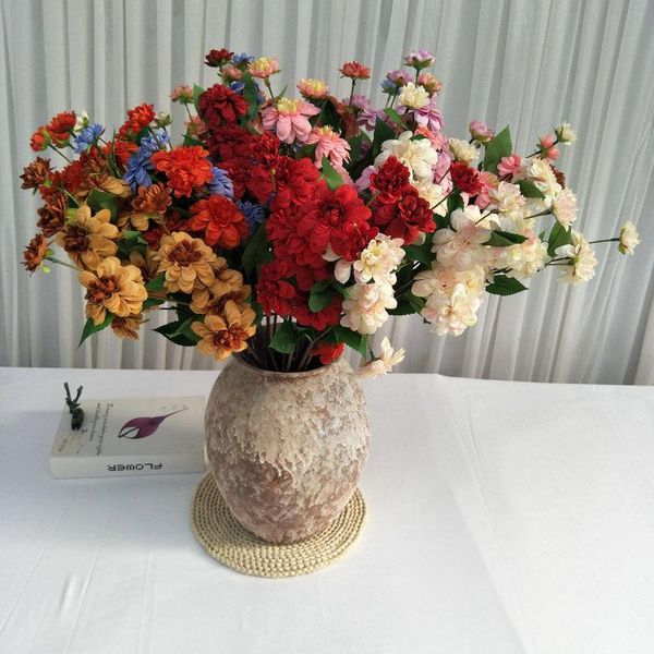

decorative flowers & wreaths long brush holder 7 head dahlia soft loading home decoration artificial flower multi-color imitation