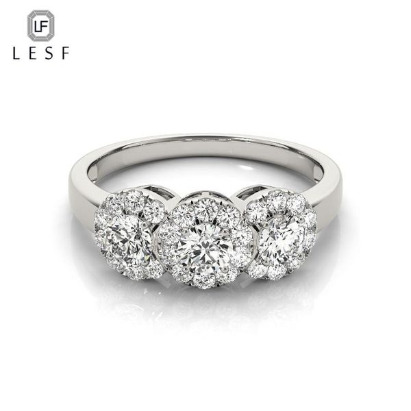 

wedding rings lesf luxury 925 sterlign silver three stone high end jewelry ring finger cz for women engagement, Slivery;golden