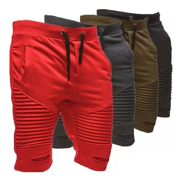 

men's shorts men casual elastic waist drawstring sport pants solid color gym fitness jogging workout, White;black