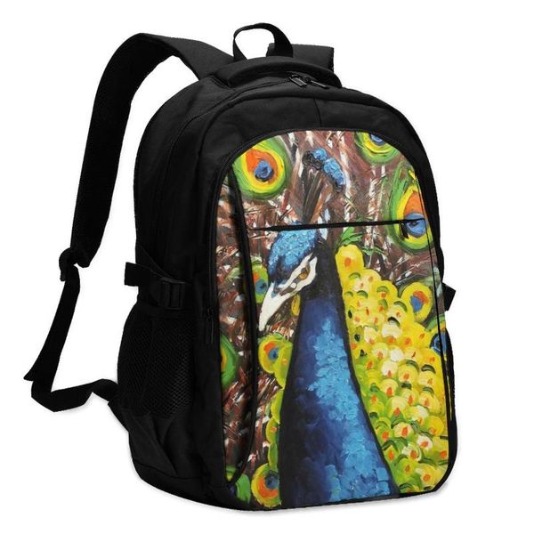 

backpack peacock backpacks charging usb picnic female durable leisure bags