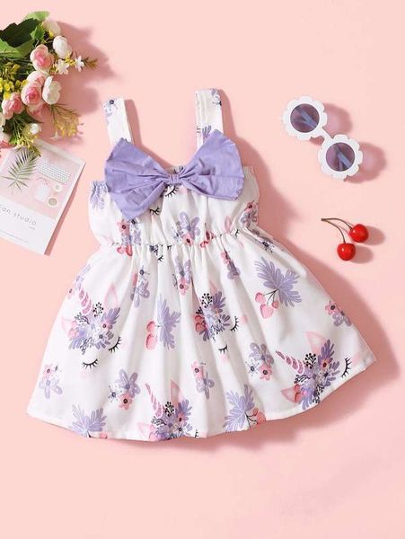 

baby girl big bow floral cami dress she, Red;yellow