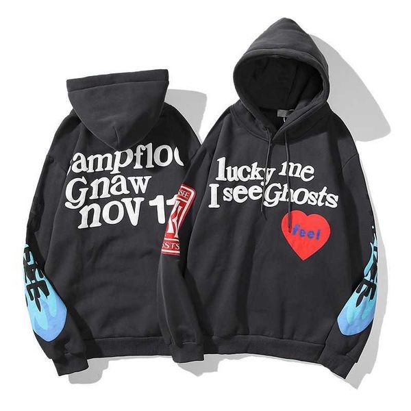 

hoodies20ss new Kanye graffiti letter coat with plush Hoodie
