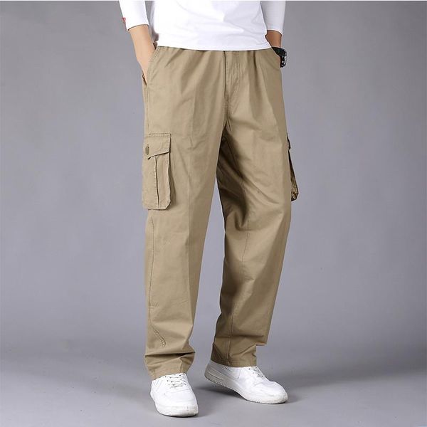 

men's pants men's cargo outdoor casual multi pockets military large size tactical army straight slacks long trousers streetwear, Black