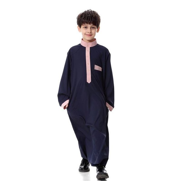 

ethnic clothing muslim arab dubai turkey malaysia kaftan long sleeve solid saudi islamic robe for boys, Red