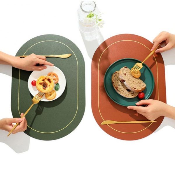 

mats & pads nordic style leather western table mat pvc oil-proof el home dining plate non-slip heat insulation pad