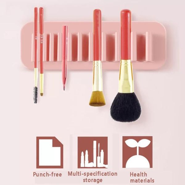 Organizzazione per la conservazione del bagno Montaggio a parete Organizzatore per pennelli cosmetici Portapenne per trucco in silicone Cancelleria per spazzolini da denti