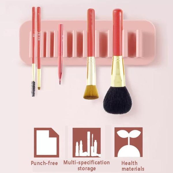 

bathroom storage & organization wall mount cosmetic brush organizer rack silicone makeup pen holder toothbrush stationery