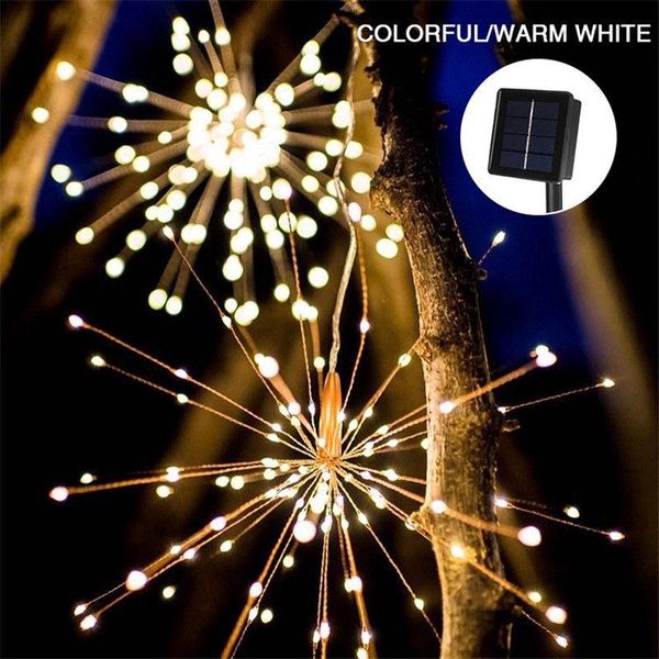 

strings 100/120/150/180 led solar powered hanging starburst firework christmas fairy string light foldable garland outdoor decorations