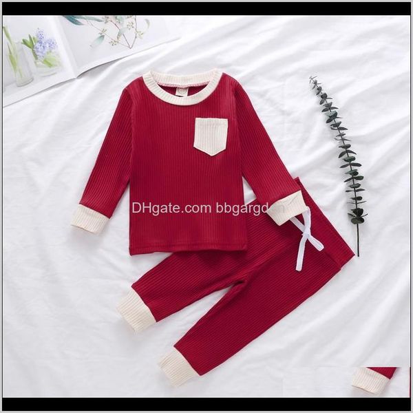 

sets clothing baby, kids & maternity toddler baby boys girls suits autumn cotton knitted long sleeve pocket t-shirts +pants leggings trac, White