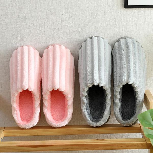 

winter warm home women fur slippers cute solid color indoor cotton ladies soft memory foam couples shoes#, Black