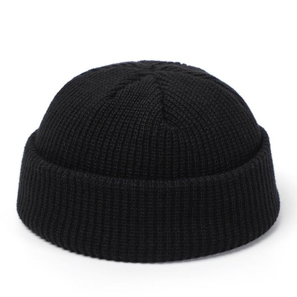 

beanies knitted hats for women skullcap men beanie hat winter retro brimless baggy melon cap cuff docker fisherman