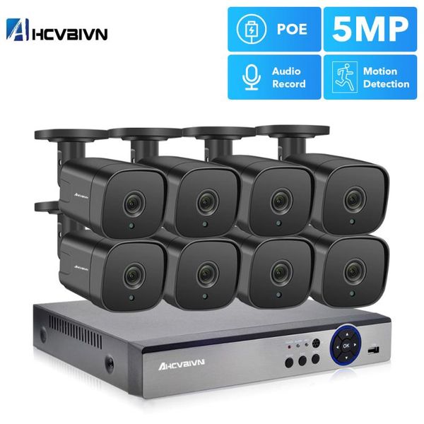 

ultra hd poe network video security system 5mp h.265+ nvr with 4/8pcs weatherproof ip camera cctv kit wireless kits
