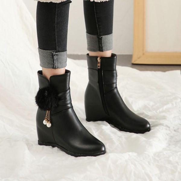 

boots big size women shoes ankle for ladies woman winter maomao ball inside, Black