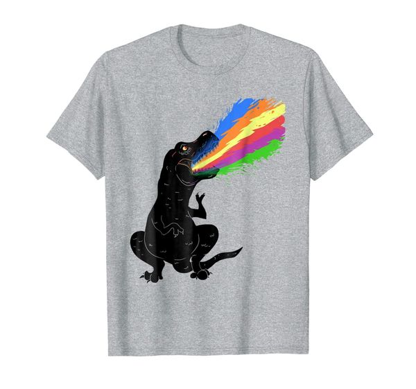 

t-shirt, tyrannosaurus rex shooting rainbow laser, dinosaur, White;black