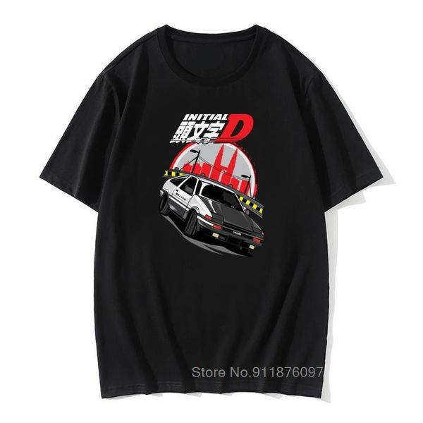 

men's t-shirts men t shirt initial d ae86 design mens tshirts cotton fabric tees graphic japan car racer lover manga, White;black