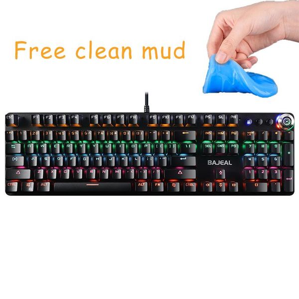 

mechanical gaming keyboard black switch 104 keys wired for pc games ergonomic cool led backlit design fast delivery keyboards