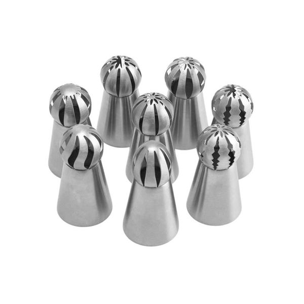 

8pcs/set professional baking flower nozzle reusable piping tips set stainless steel globe torch decorating tip cupcake tools & pastry