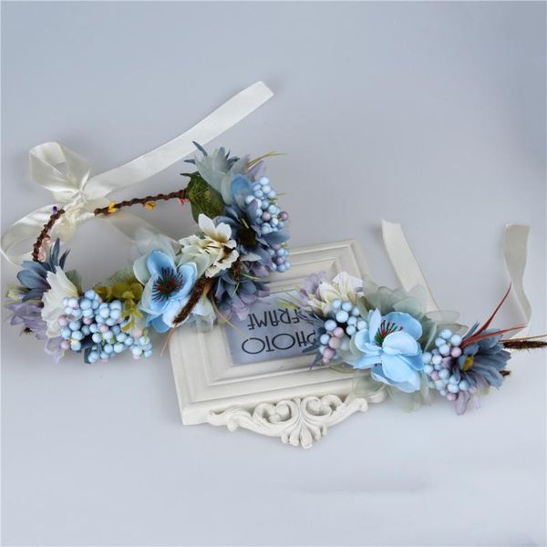 

decorative flowers & wreaths wreath to hair bride girl head flower crown bridal accessories wrist set wedding women hairband
