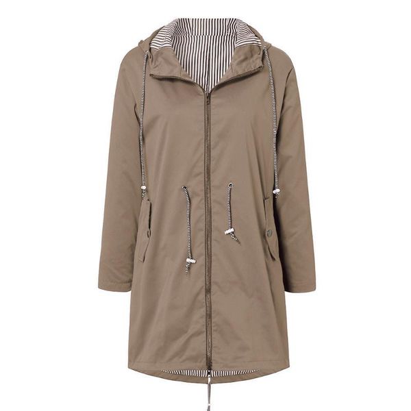 

women's jackets women solid rain jacket outdoor plus size waterproof hooded windproof loose basic coat for ladies both sides outwear co, Black;brown