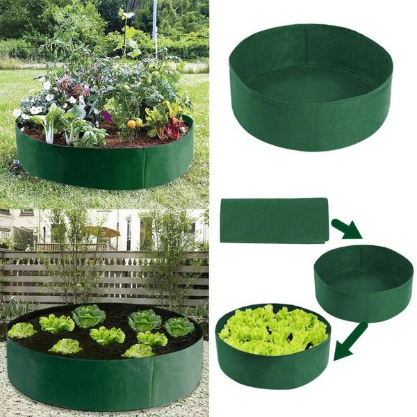 

fabric raised garden bed 50 gallons round planting container grow bags breathable felt planter pot for plants nursery storage