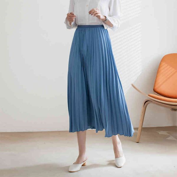 

skirts ladies chiffon pleated elegant solid pink fashion women waist party long skirt high quality, Black